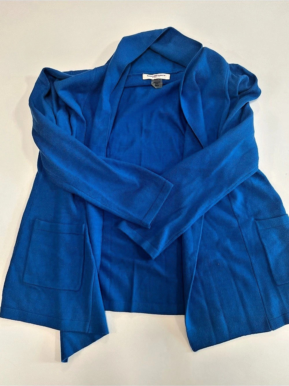 Alison Daley Blue Open Front Jacket Size P/M Like New